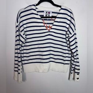 KERRI ROSENTHAL NEXT SMILE’S ON YOU SAILOR STRIPE SWEATER